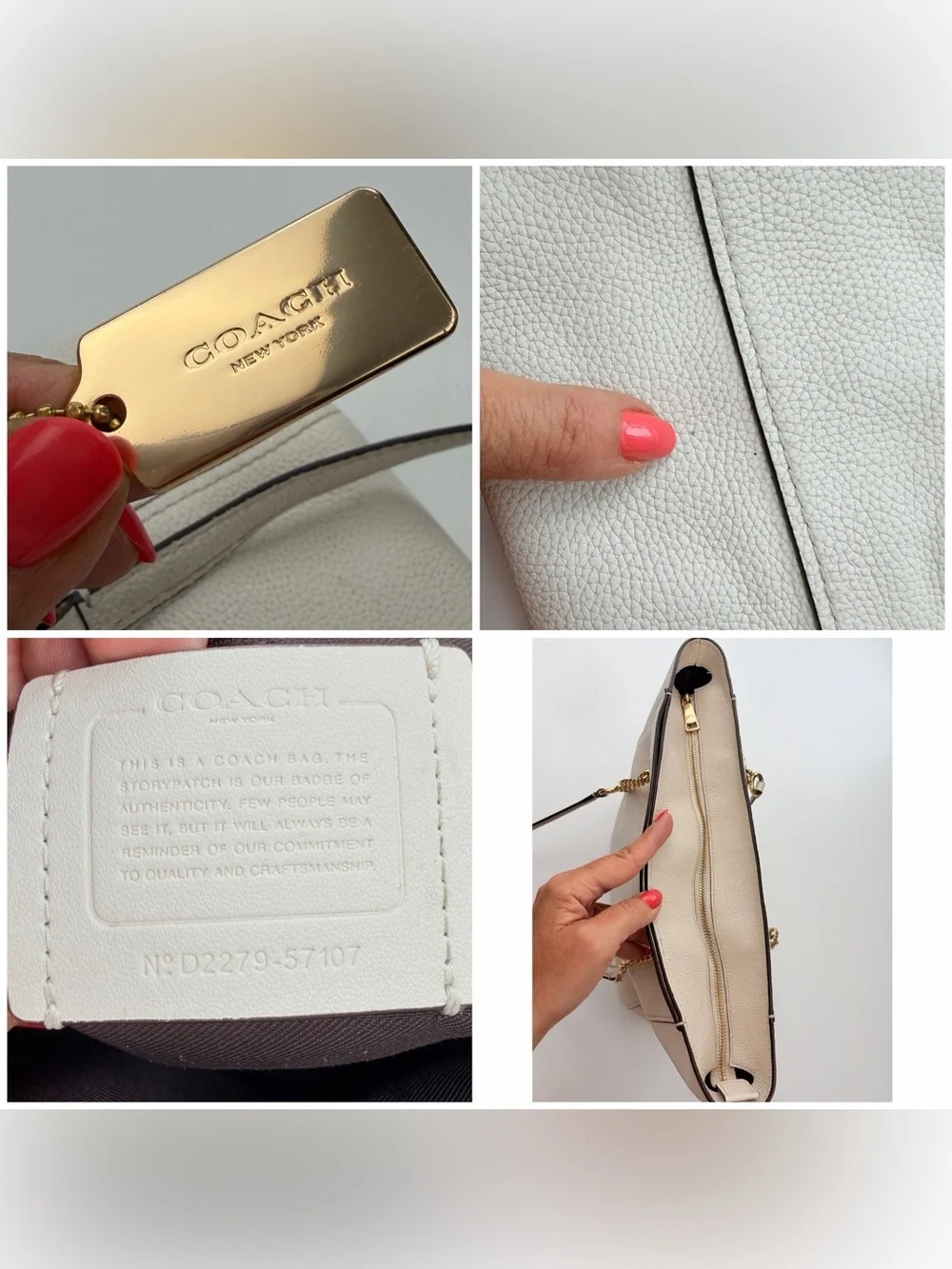 Coach Turnlock Chain Tote 27 GUC Cream/Chalk Gold
